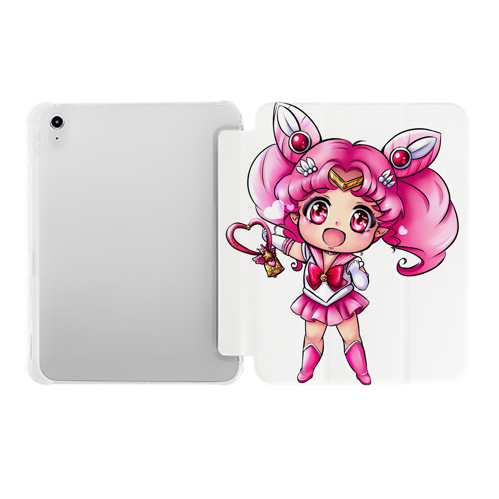 （画像用） 美少女戦士セーラームーン ちびうさ Sailor Moon Chibiusa Tsukino Usagi Small Lady Serenity IPad ケース ペン収納付き 三つ折りスタンド PUレザー×シリコン 対応機種9.5/10.5/10.9インチ